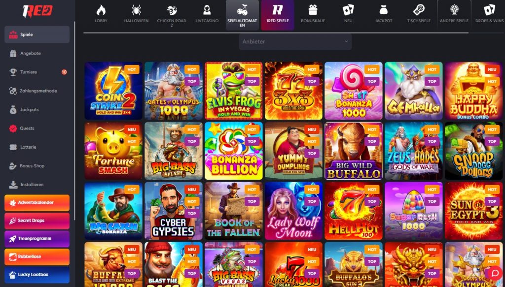 1Red Casino Spielautomaten mit über 4.000 Slots von Pragmatic Play und NetEnt 