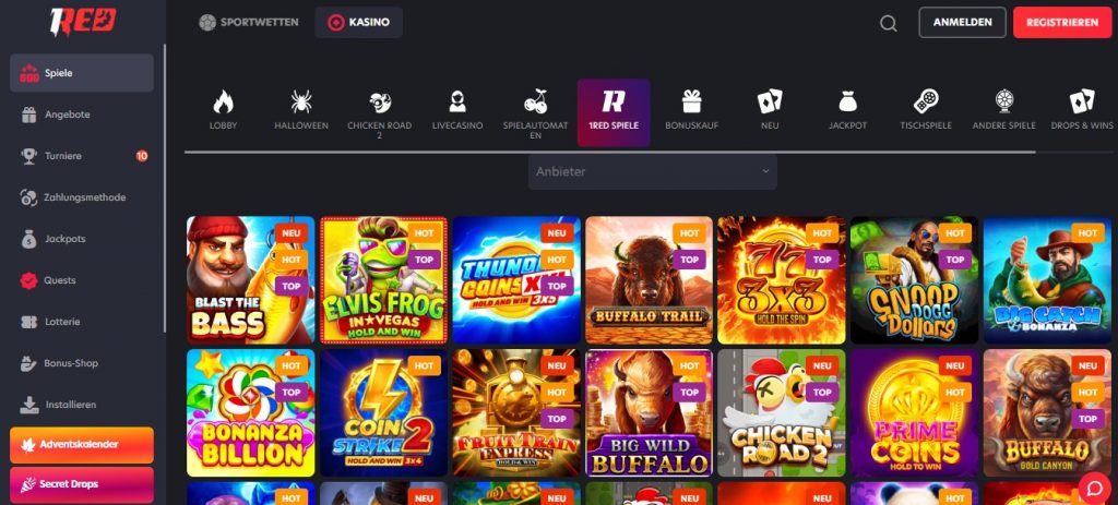 1Red Casino Spiele Übersicht mit 6.000+ Titeln und Provider-Filter 2025 