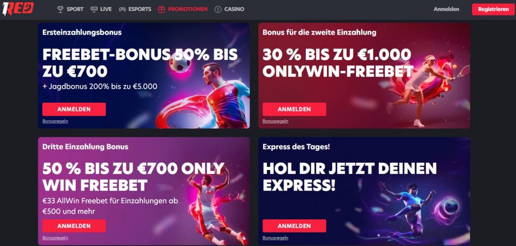 1Red Sportwetten Bonusangebote und Promotionen
